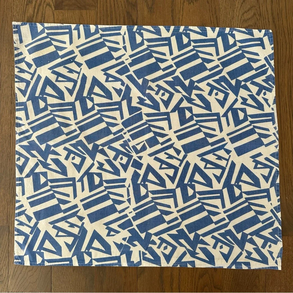 Set of Two Anthropologie Abstract Printed Cotton Napkins Blue, White 20.25